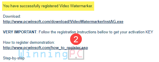 Giveaway Pcwinsoft Video Watermarker Free Key Step 2