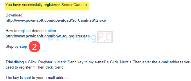 Pcwinsoft Screencamera Free License Key Step 2