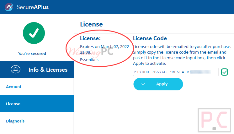 SecureAPlus Essentials License Key Free for 3 Years