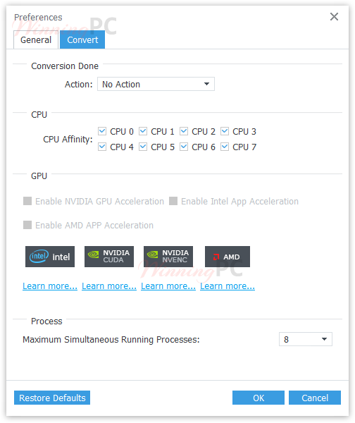 Anymp4 Video Enhancement Settings Screenshot