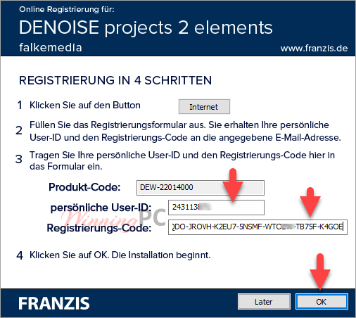Franzis Denoise Projects 2 Elements Registration