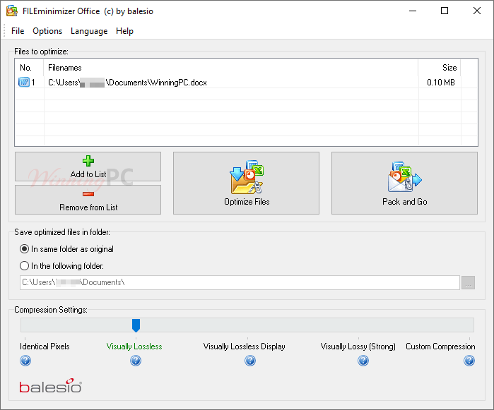 Fileminimizer Office Screenshot Open