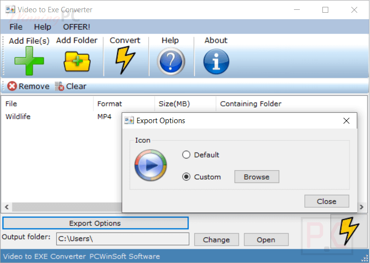 Pcwinsoft Video To Exe Converter Screenshot