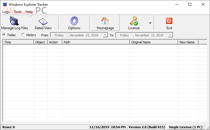 Windows Explorer Tracker Screenshot