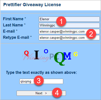 Pcwinsoft Prettifier Giveaway Page