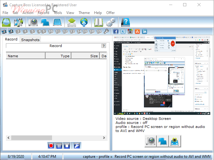 Screenshot Pcwinsoft Capture Boss