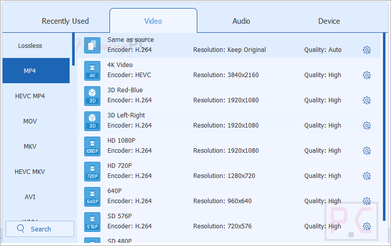 Anymp4 Dvd Ripper Predefined Output
