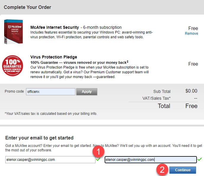 Mcafee Internet Security Giveaway Page