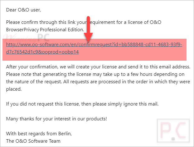 O&Amp;O Browserprivacy Professional Confirm Link