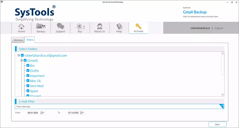 Systools Gmail Backup Processing