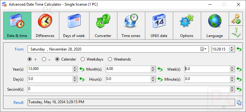 Advanced Date Time Calculator Screenshot