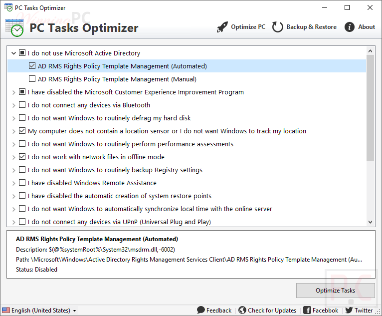 Pc Tasks Optimizer Screenshot Pc Tasks Optimizer Screenshot