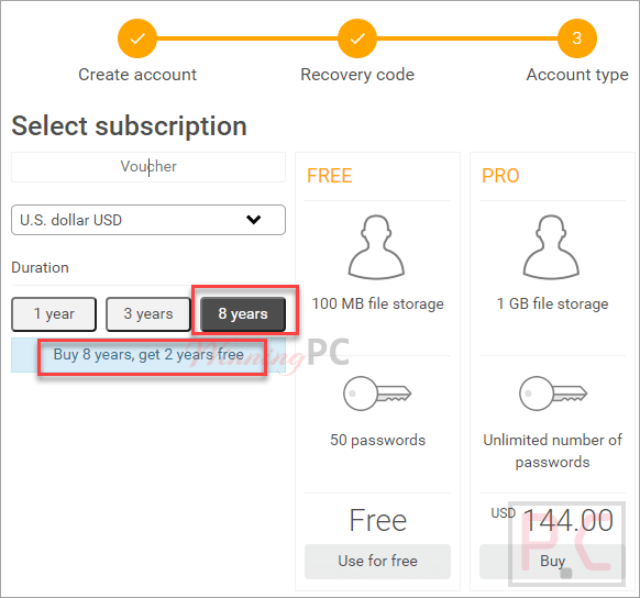 Select Subscription Securesafe Password Manager