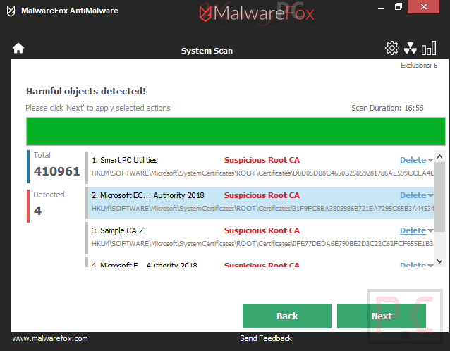 Malwarefox Premium Windows Detecting Malwarefox Premium (Windows) Detecting