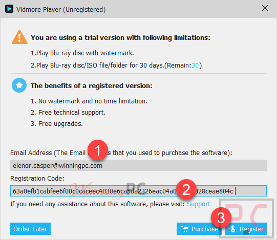 Register Vidmore Player
