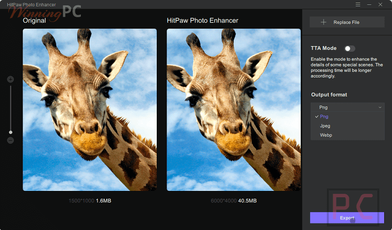 Export Hitpaw Photo Enhancer