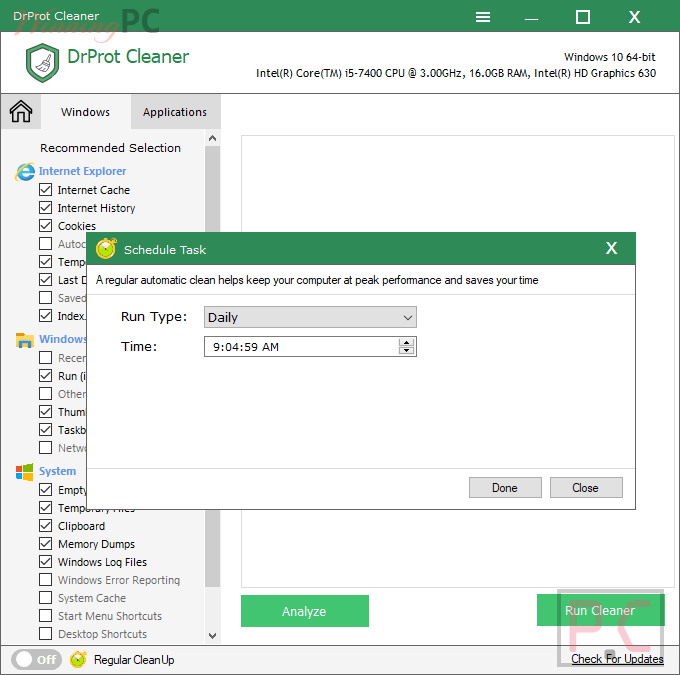 Schedule Task Drprot Cleaner