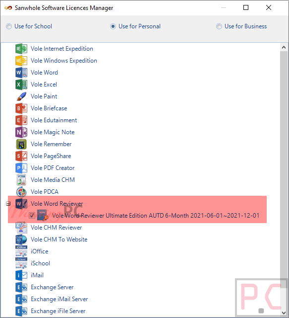 Vole Word Reviewer Professional Licenses Manager