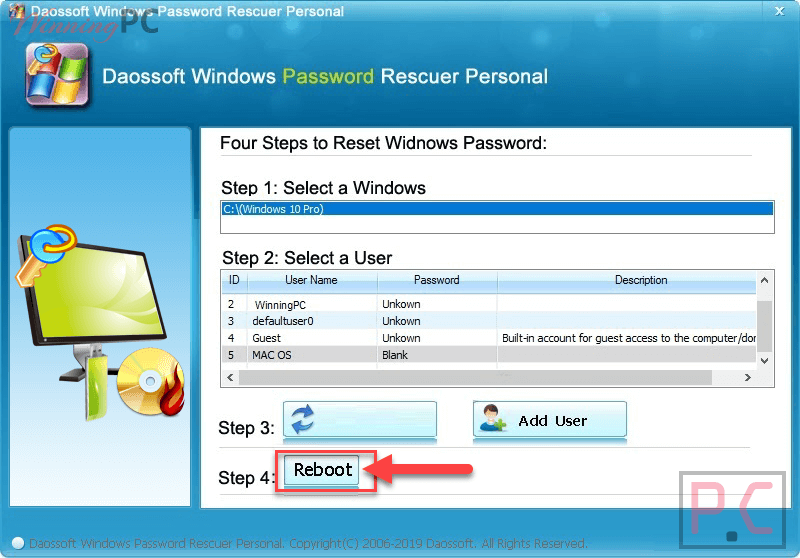 Reset Password Windows Password Rescuer