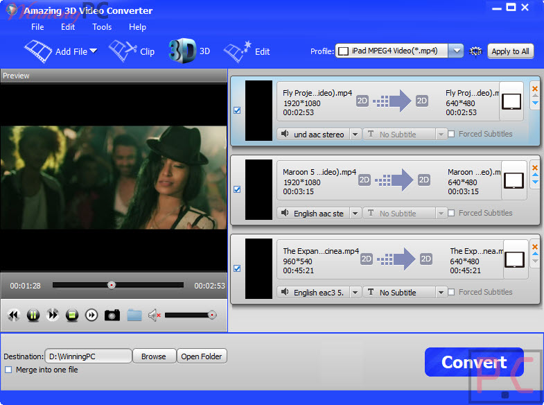Amazing 3D Video Converter Screenshot