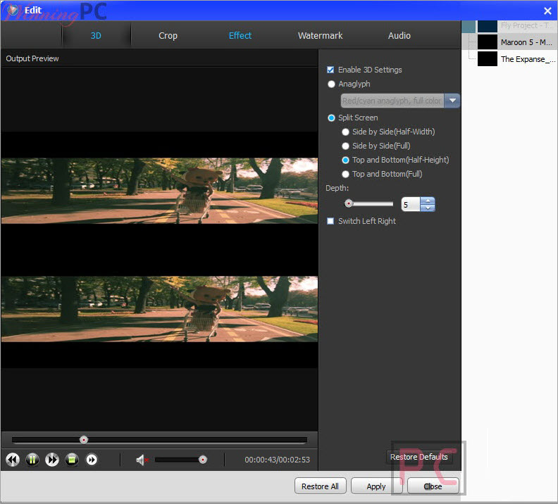 Edit 3D Amazing 3D Video Converter