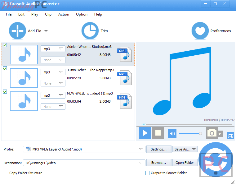 Faasoft Audio Converter Screenshot