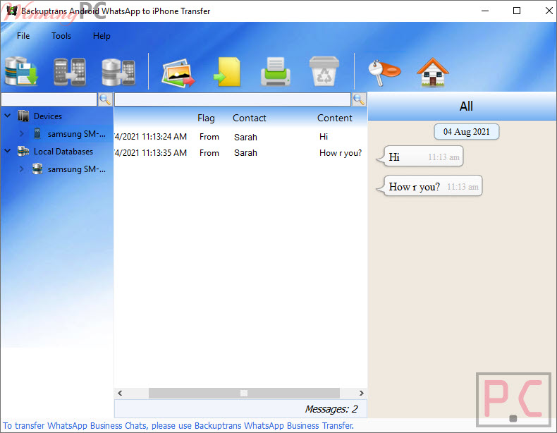 Backuptrans Android Whatsapp To Iphone Transfer Screenshot