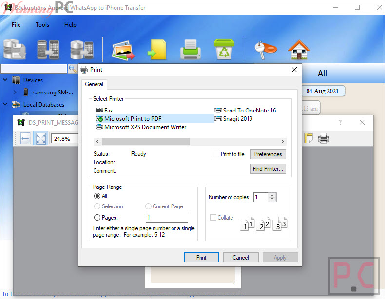 Print Backuptrans Android Whatsapp To Iphone Transfer