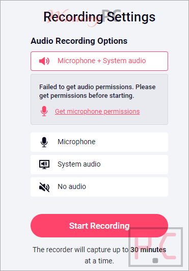 Recording Settings Recordcast