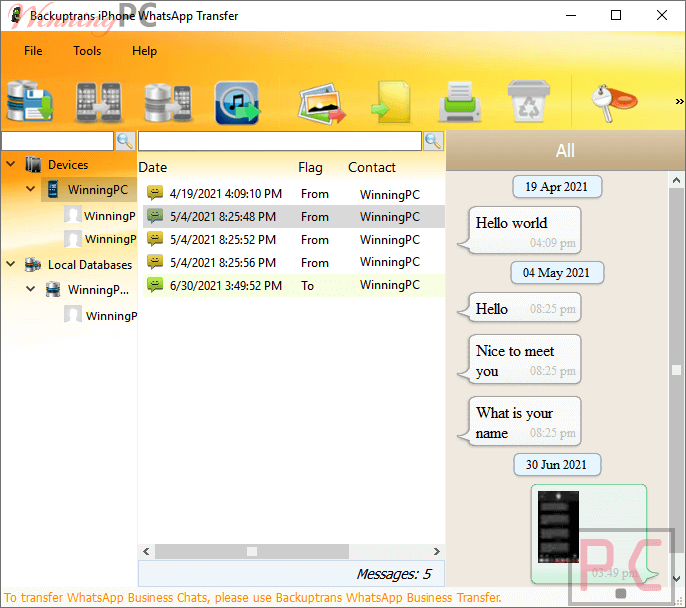 Backuptrans Iphone Whatsapp Transfer Screenshot