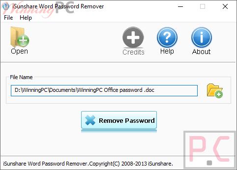 Isunshare Word Password Remover Screenshot
