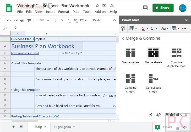 Ablebits Merge Sheets Add On For Google Sheets Screenshot Merge Sheets Add-On For Google Sheets Coupon Code Free