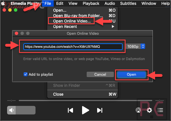 Open Online Video Eltima Elmedia Player