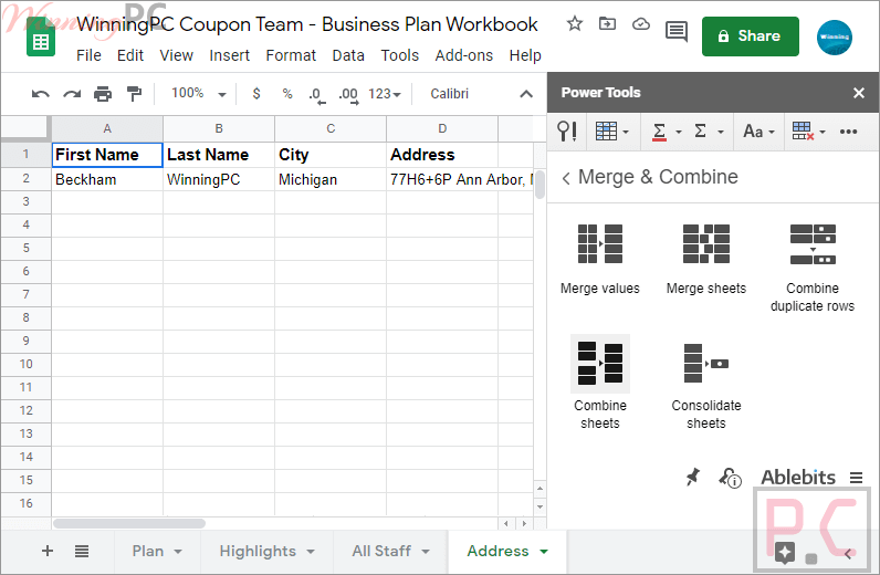 Screenshot Combine Sheets Add On For Google Sheets Combine Sheets Add-On For Google Sheets Coupon Code Free