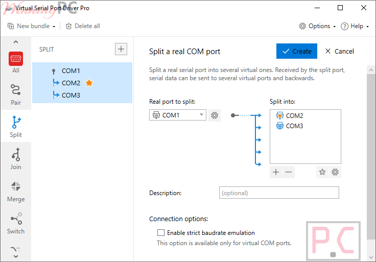 Split Eltima Virtual Serial Port Driver