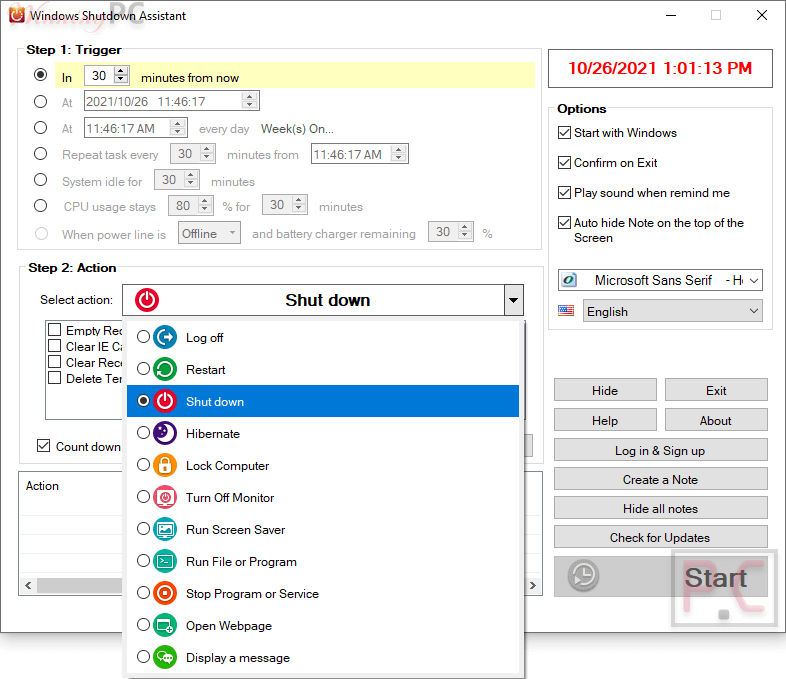 Action Apowersoft Windows Shutdown Assistant Action Apowersoft Windows Shutdown Assistant