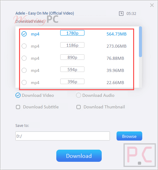 Clipdown Video Downloader Options