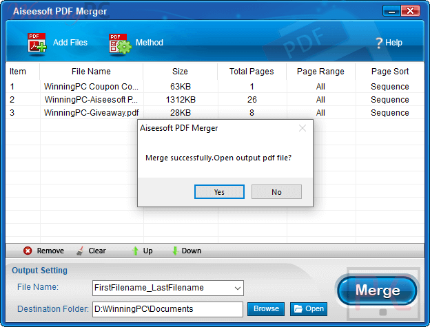 Merge Successfully Aiseesoft Pdf Merger
