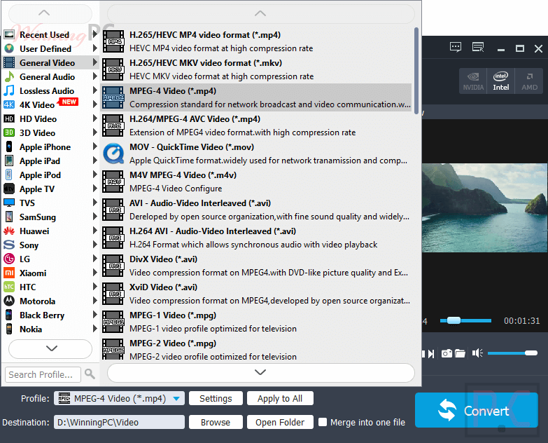 Profile Aiseesoft Hd Video Converter