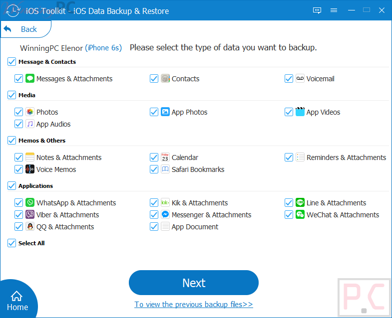 Select Data Anymp4 Ios Data Backup Restore