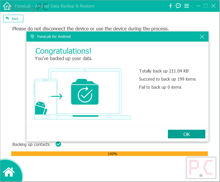 Successful Bakup Aiseesoft Fonelab Android Data Backup Restore