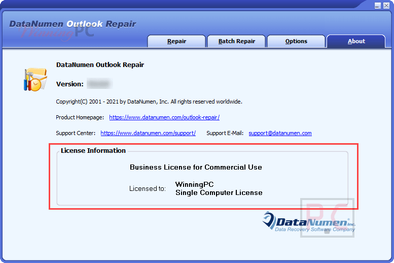 Datanumen Outlook Repair License Key Full Free Giveaway