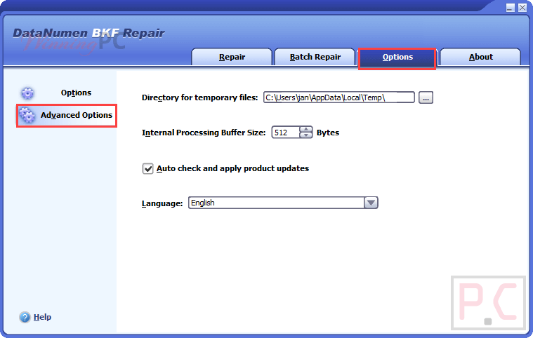 Datanumen Bkf Repair Advanced Options Datanumen Bkf Repair Advanced Options