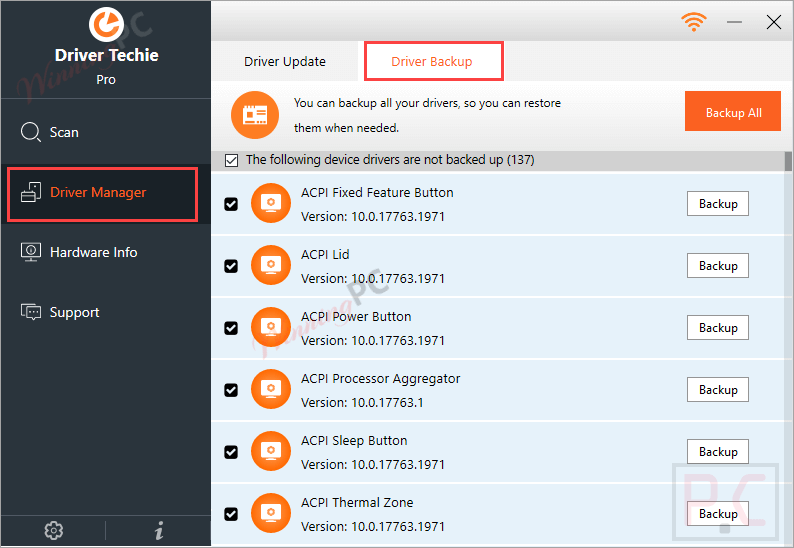 Driver Techie Pro Driver Backup