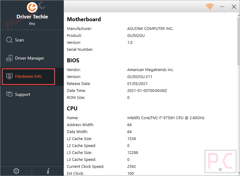 Driver Techie Pro Hardware Info