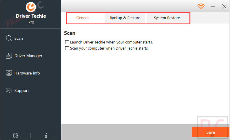Driver Techie Pro Settings
