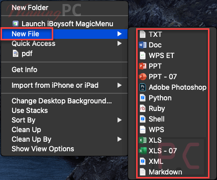 Iboysoft Magicmenu New File