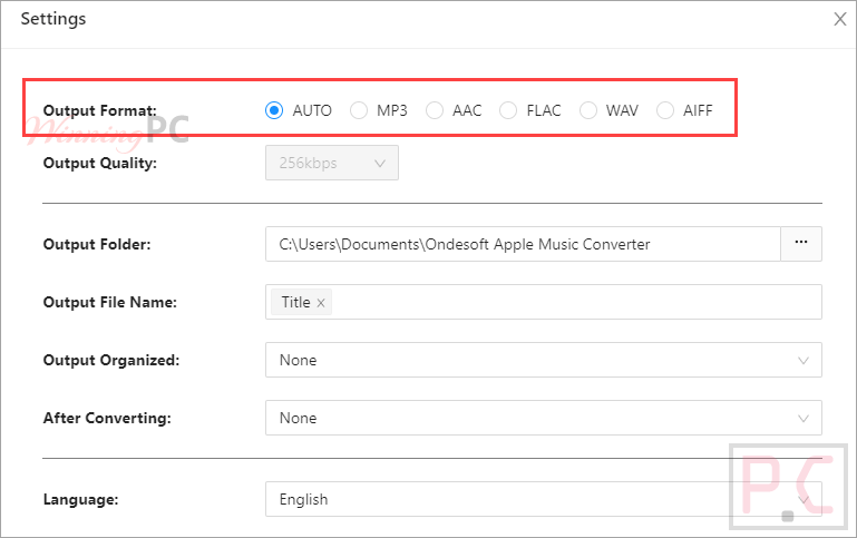 Ondesoft Apple Music Converter Settings Ondesoft Apple Music Converter Settings