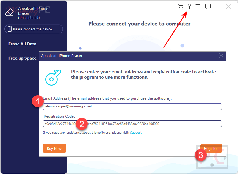 Register Apeaksoft Iphone Eraser