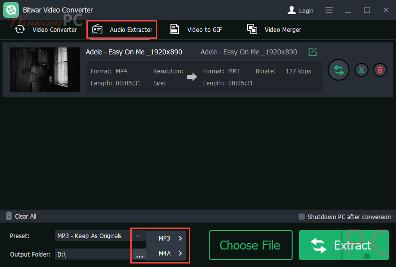 Bitwar Video Converter Audio
